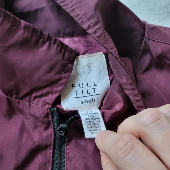 Full Tilt track jacket zip front maroon white black stripe size S - Picture 5 of 9